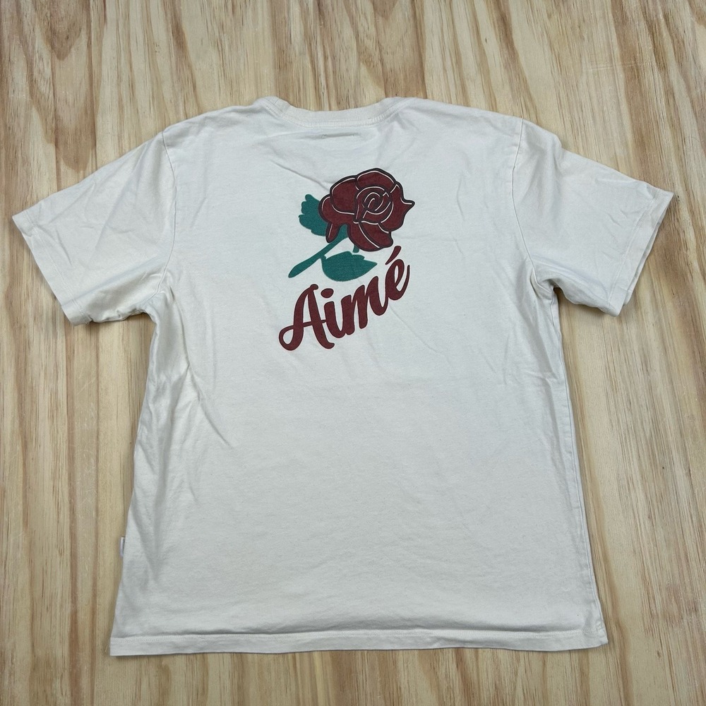Aime Leon Dore Men's Beige Rose Logo Graphic Cotton Knit Tee L